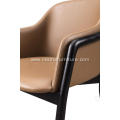 Designer brown leather armrest single chairs